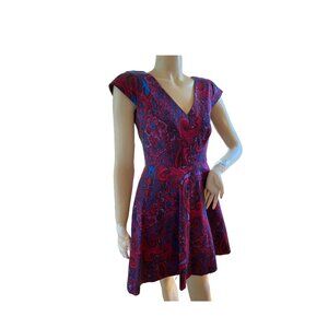 COTTON-BLEND PAISLEY FIT & FLARE DRESS